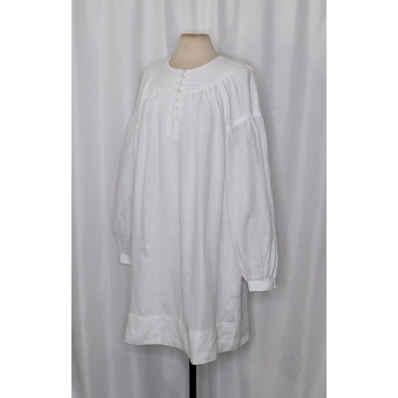 NWT!! J. CREW Gathered Popover Linen Dress Solid White Vacation Large Tall LT - Picture 6 of 15